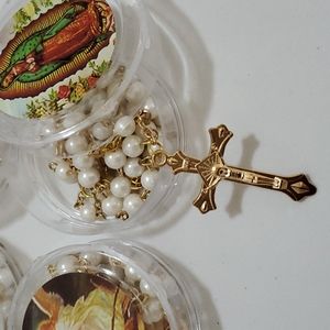 White and Gold Tone Rosary